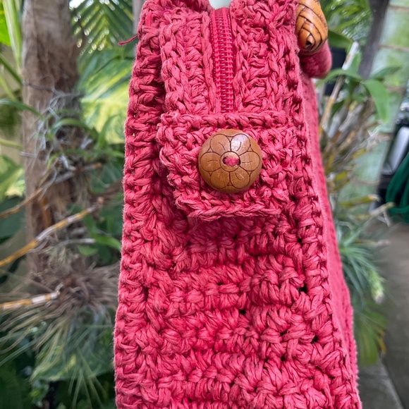 VTG Fossil Small Red Wicker Woven Red Purse - Picture 5 of 8